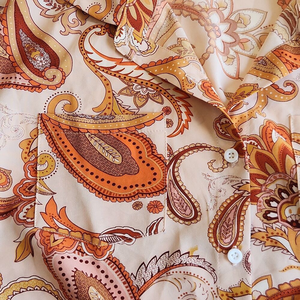 Hyfve Paisley Floral Fairycore Peasant Cropped Tie Shirt Sz M - Picture 8 of 9